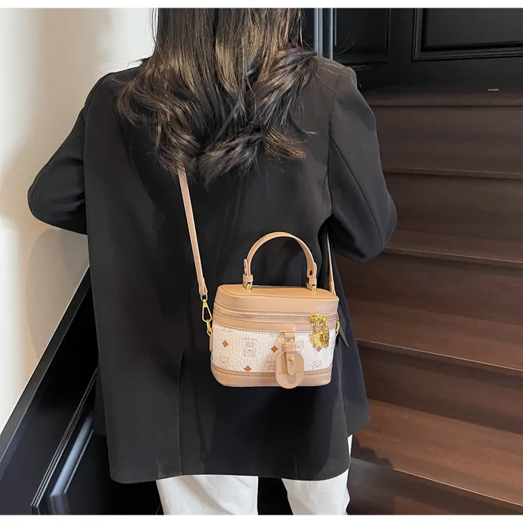 RIVMIND PU Handbag Regular Women's White/Pink/Brown-2