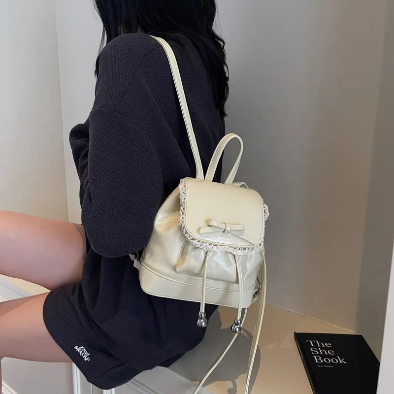 RIVMIND PU Backpack Women's White/Black/Yellow/Blue-2