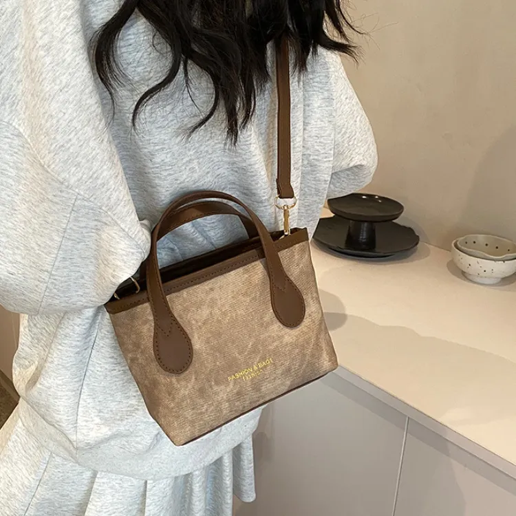 RIVMIND PU One Shoulder Handbag Regular Women's Brown/Black-6