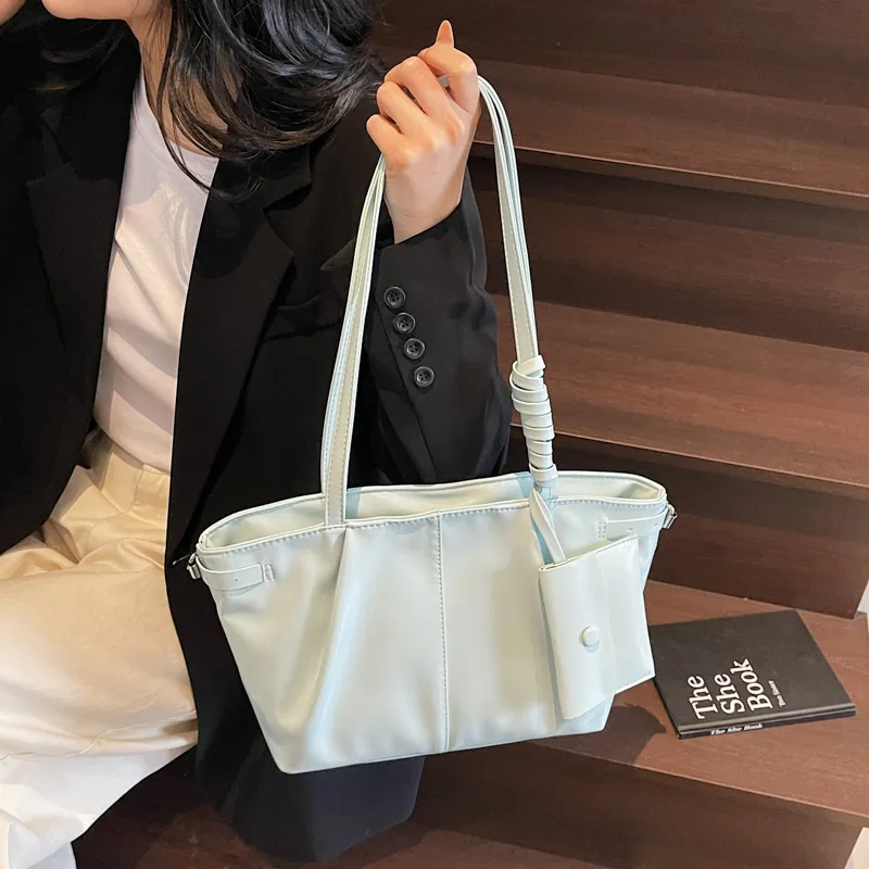 RIVMIND PU Tote Bag, Shoulder Bag Regular Women's White/Silver/Black/Pink/Blue-28