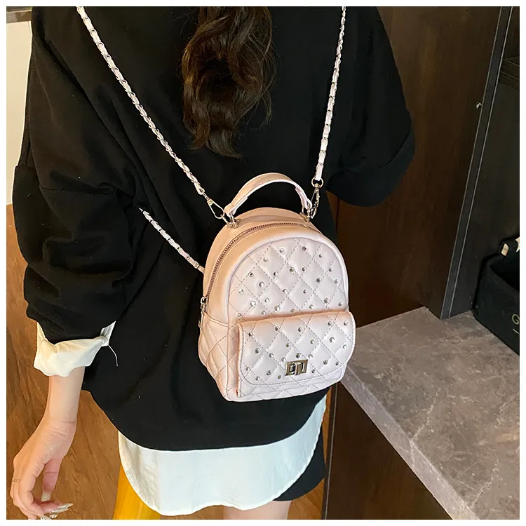RIVMIND PU Backpack Regular Women's White/Black/Yellow/Pink-18