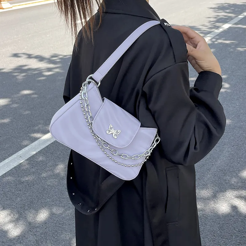 RIVMIND PU Shoulder Bag, Handbag Women's White/Silver/Black/Purple-19
