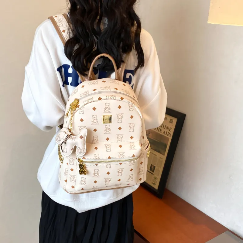 RIVMIND PU Backpack Women's Black & White/Ecru/Black/Pink/Brown-6