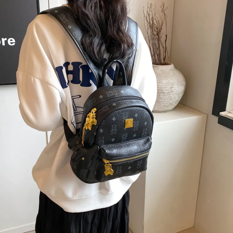 RIVMIND PU Backpack Women's Black & White/Ecru/Black/Pink/Brown-38