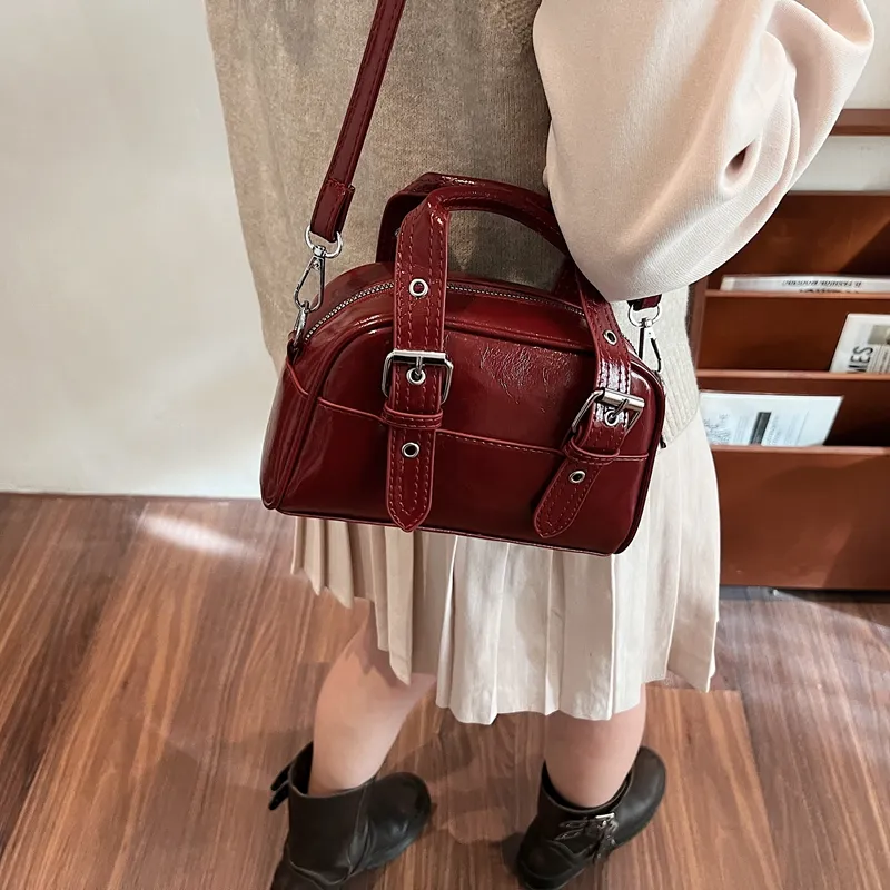 RIVMIND PU One Shoulder Handbag Women's Ecru/Pink/Light Blue/Red/Silver/Black-20