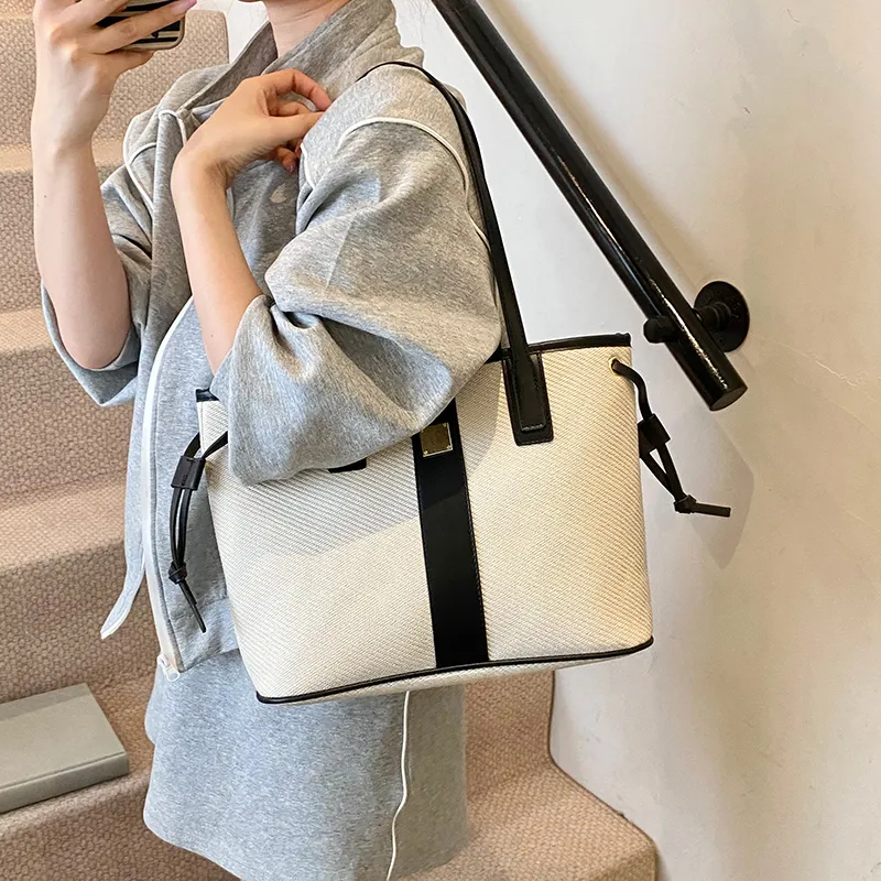 RIVMIND PU Shoulder Bag Women's Black/Blue/Pink/White & Brown/White & Black/White & Khaki-5