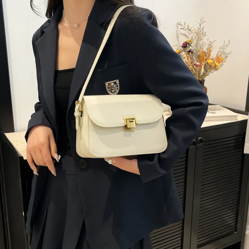 RIVMIND PU Shoulder Bag Women's White/Black/Coffee/Brown-2