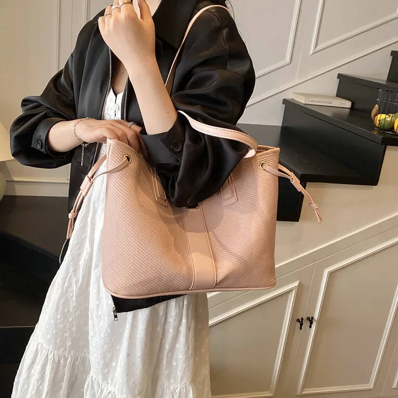 RIVMIND PU Shoulder Bag Women's Black/Blue/Pink/White & Brown/White & Black/White & Khaki-19