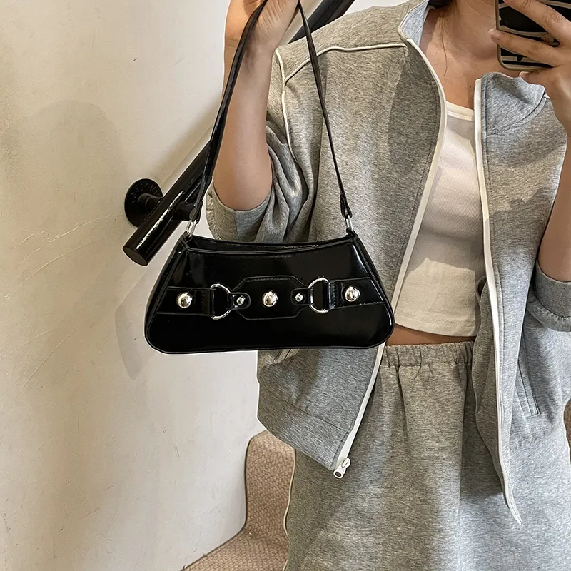 RIVMIND PU Shoulder Bag Women's White/Pink/Blue/Silver/Black/Gray-27
