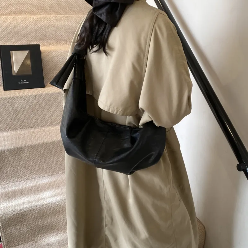 RIVMIND PU Dumpling Bag, Crossbody Bag, Shoulder Bag Women's Black/Khaki/Coffee/Brown-2