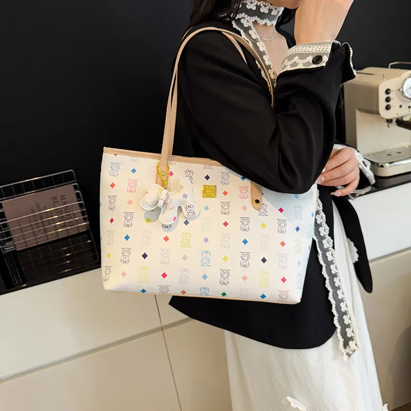 RIVMIND PU Shoulder Bag Women's Ecru/White/Pink/Coffee/Brown/Black-7