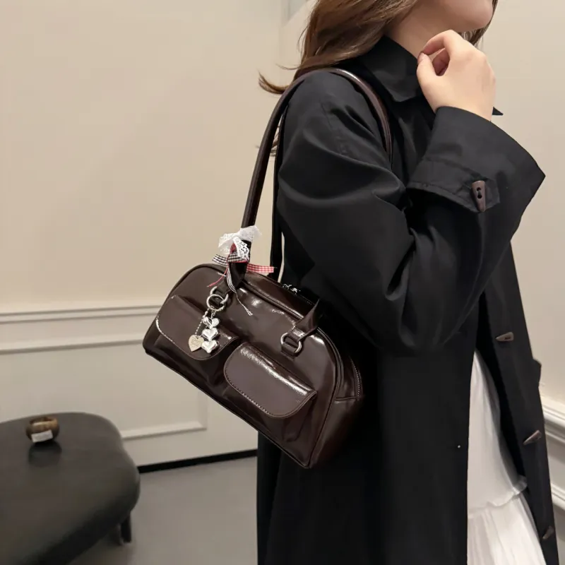 RIVMIND PU Shoulder Bag Women's Black/Coffee/Brown/Red-9