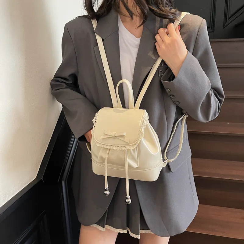 RIVMIND PU Backpack Women's White/Black/Yellow/Blue-11
