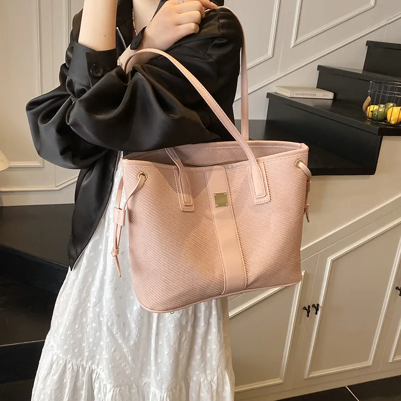 RIVMIND PU Shoulder Bag Women's Black/Blue/Pink/White & Brown/White & Black/White & Khaki-22