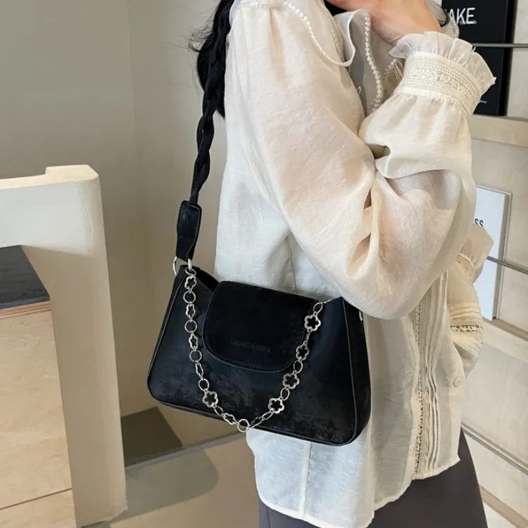 RIVMIND PU Crossbody One Shoulder Handbags Regular Women's Ecru/Black/Pink-7