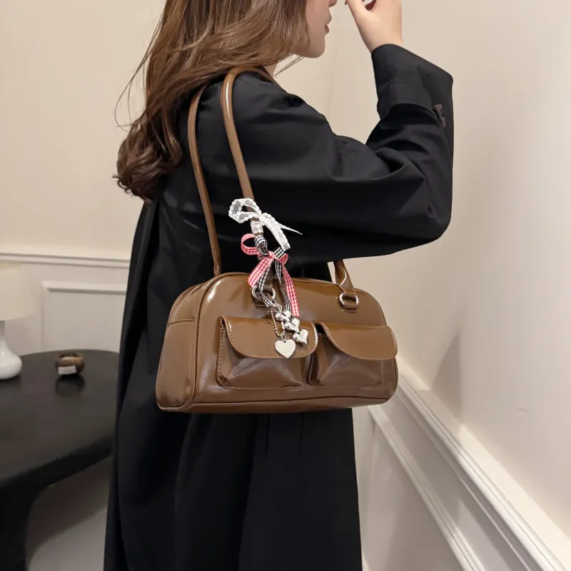 RIVMIND PU Shoulder Bag Women's Black/Coffee/Brown/Red-12
