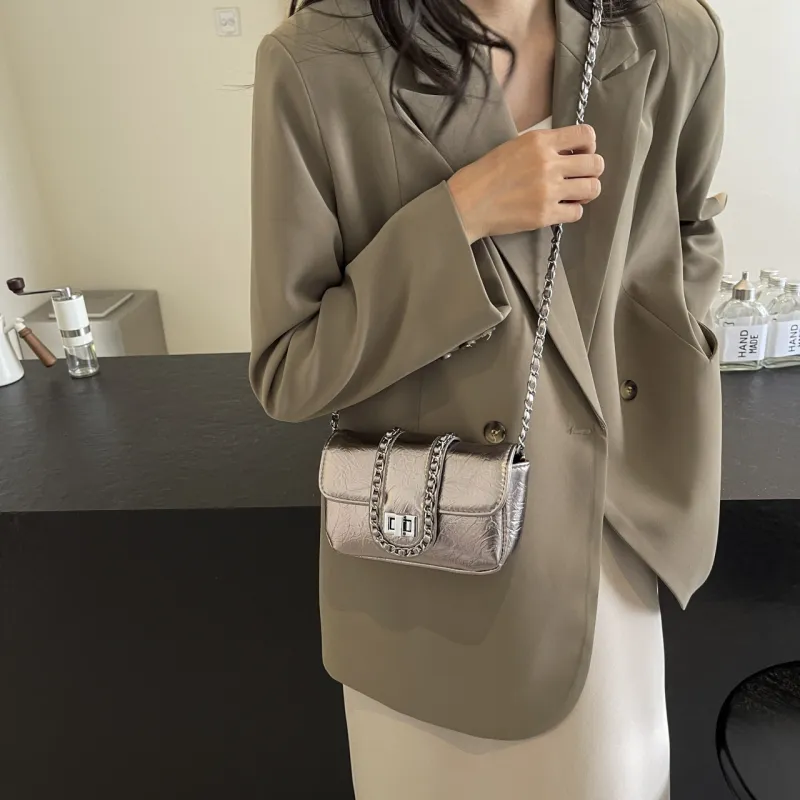 RIVMIND PU Crossbody Bag Women's Silver/Black/Gold-10