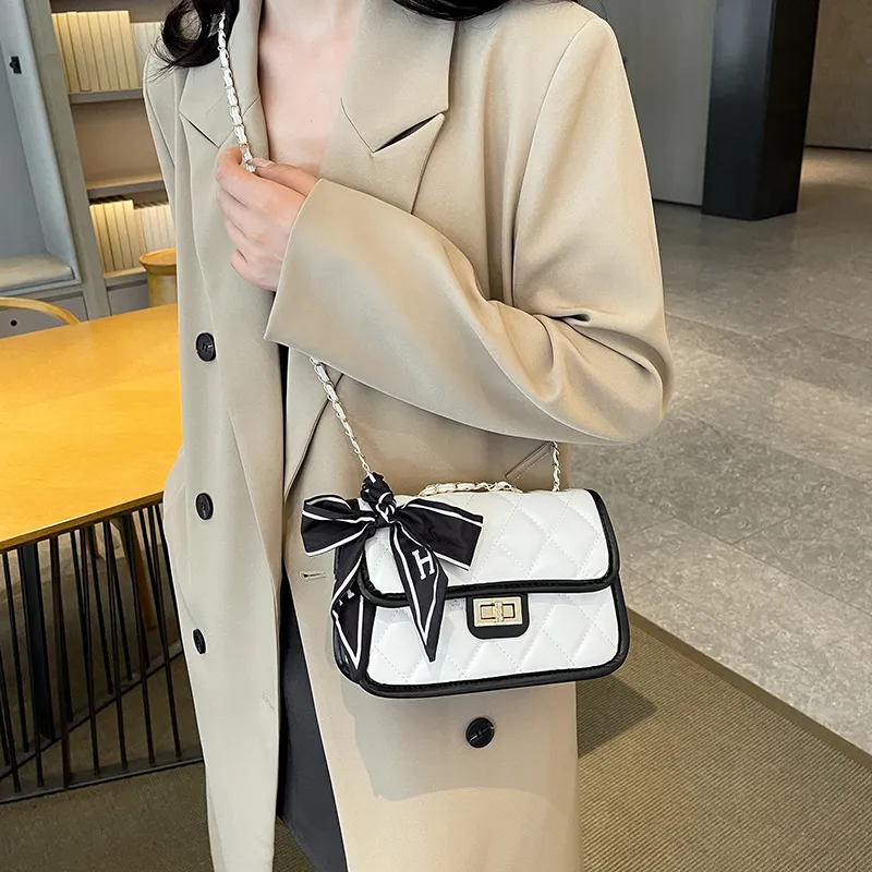 RIVMIND PU Crossbody Bag, Shoulder Bag Women's White/Black-4