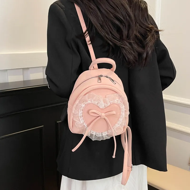 RIVMIND PU Backpack Women's Pink/Blue/Black-1