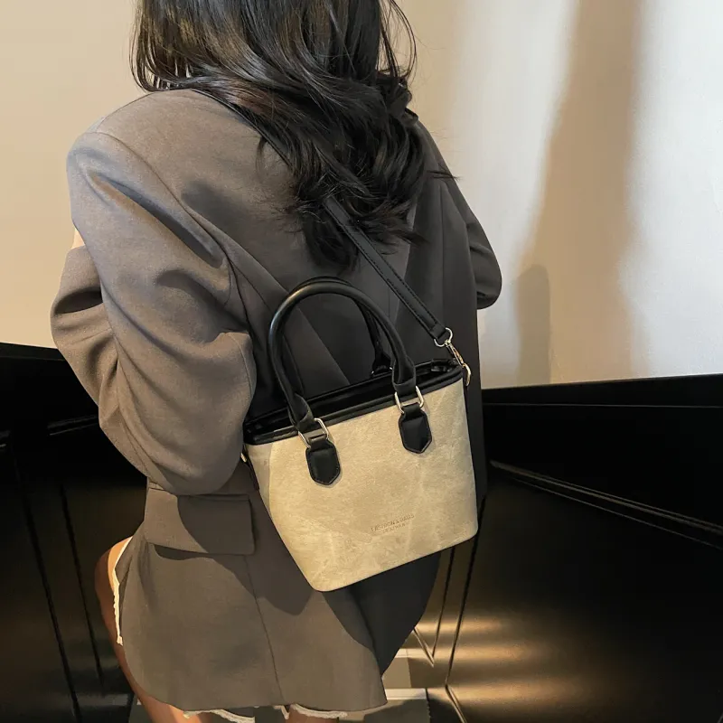 RIVMIND PU Handbag Regular Women's Beige & Black/Black/Brown/Pink-4