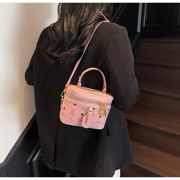 RIVMIND PU Handbag Regular Women's White/Pink/Brown-7