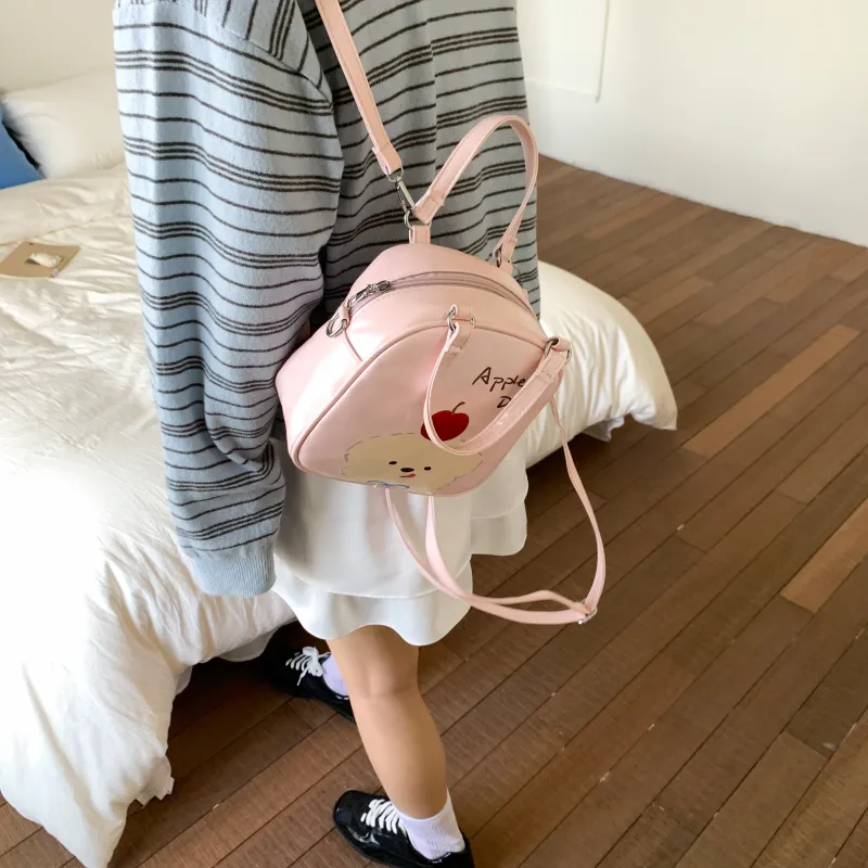 RIVMIND PU Backpack Women's Black/Blue/Pink-12