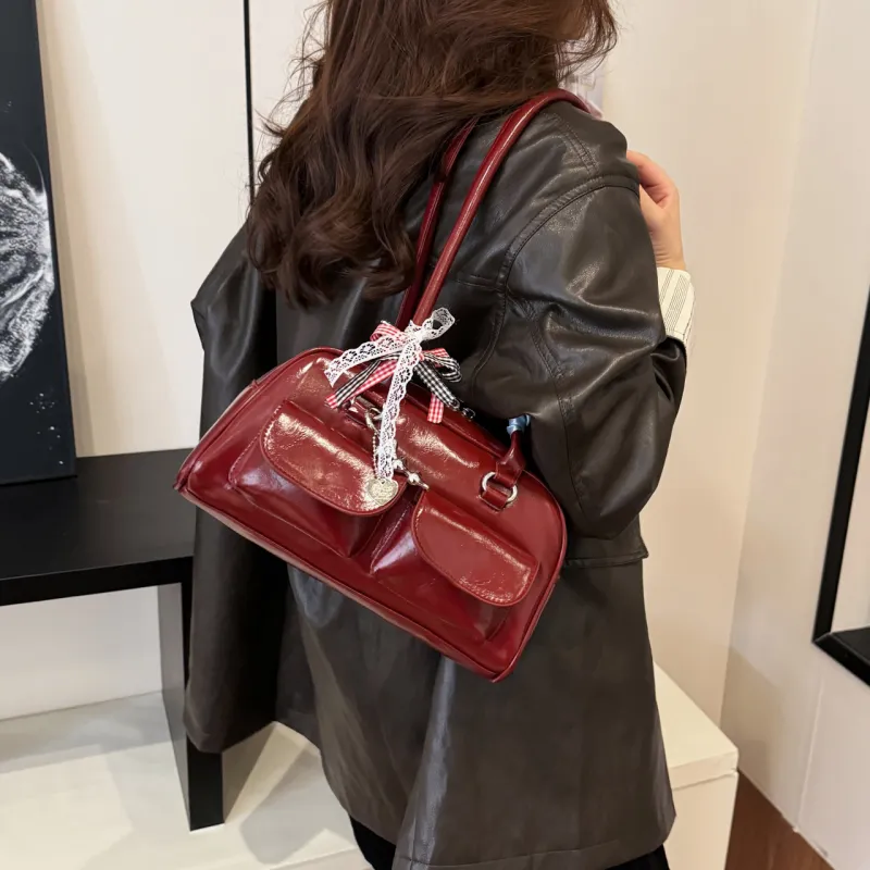 RIVMIND PU Shoulder Bag Women's Black/Coffee/Brown/Red-20