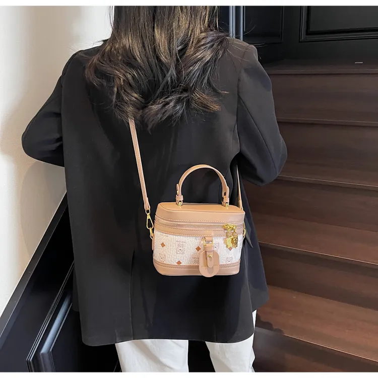 RIVMIND PU Handbag Regular Women's White/Pink/Brown-1