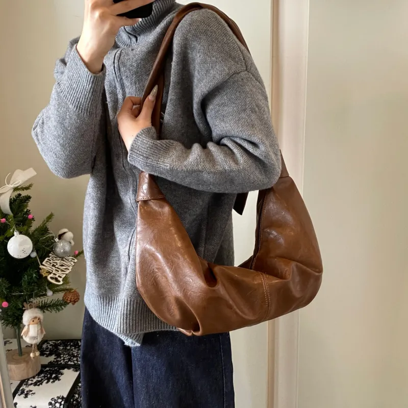 RIVMIND PU Dumpling Bag, Crossbody Bag, Shoulder Bag Women's Black/Khaki/Coffee/Brown-18