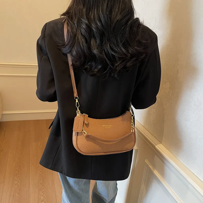 RIVMIND PU Shoulder Bag Women's Ecru/Black/Khaki/Pink-17