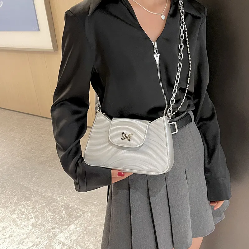 RIVMIND PU Shoulder Bag, Handbag Women's White/Silver/Black/Purple-6