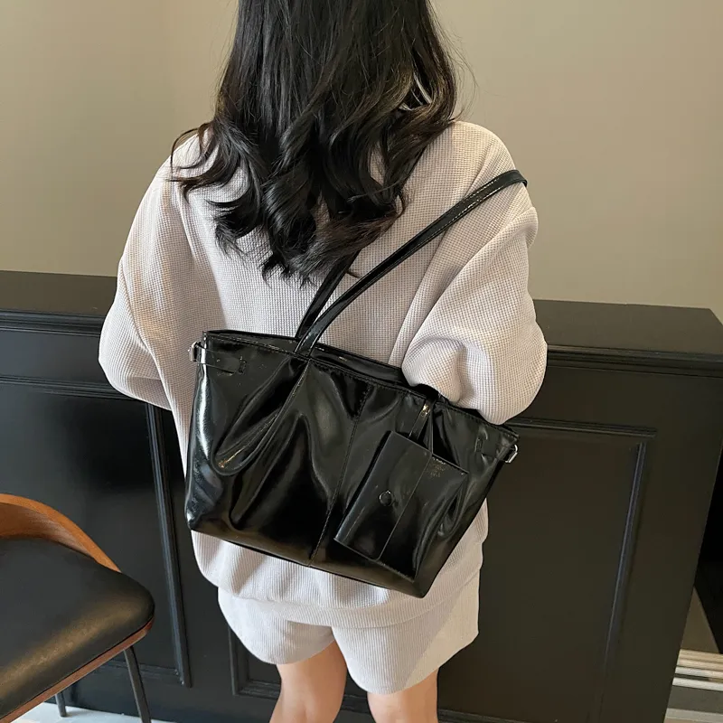 RIVMIND PU Tote Bag, Shoulder Bag Regular Women's White/Silver/Black/Pink/Blue-15
