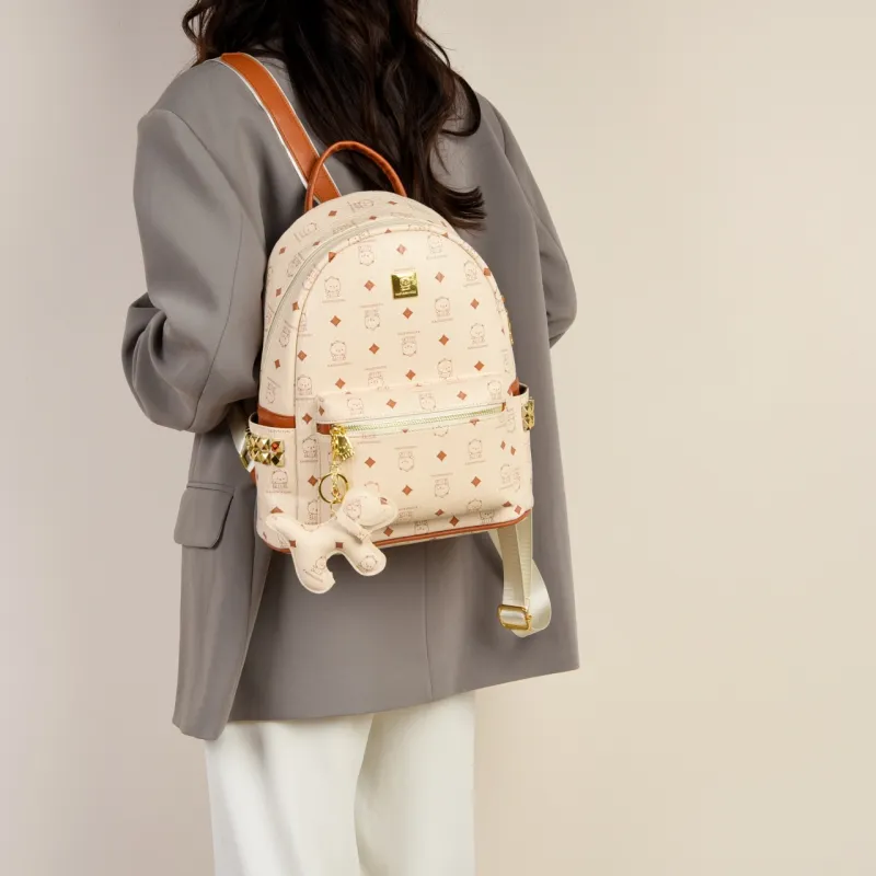 RIVMIND PU Backpack Women's White/Black/Yellow/Pink-5
