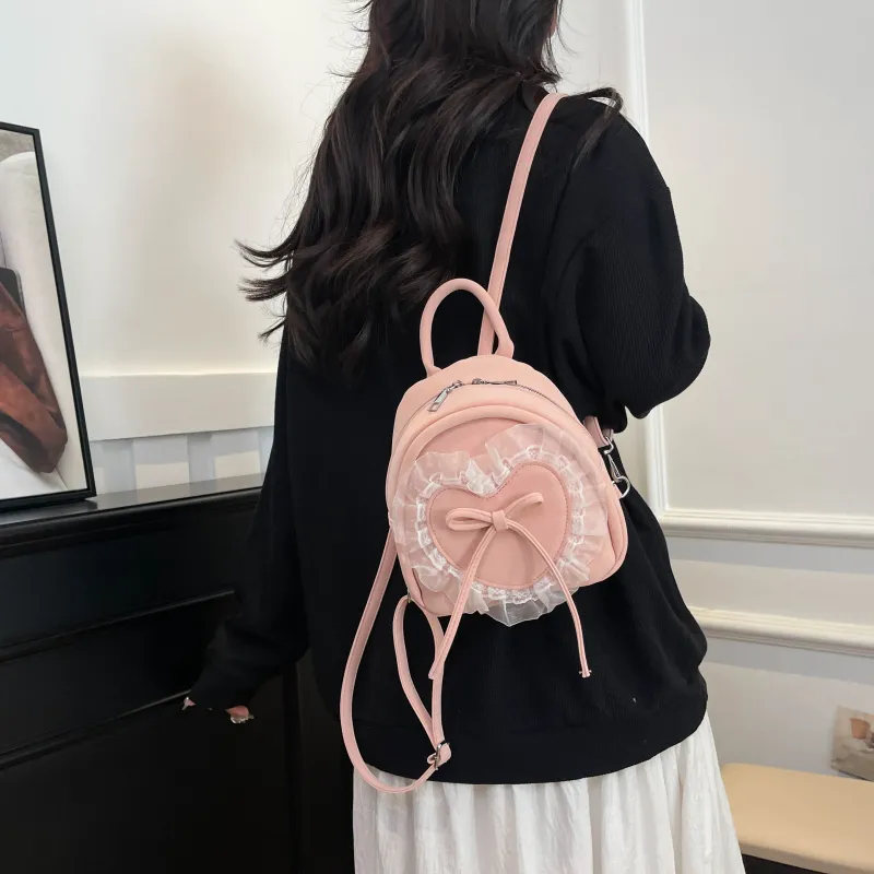 RIVMIND PU Backpack Women's Pink/Blue/Black-3