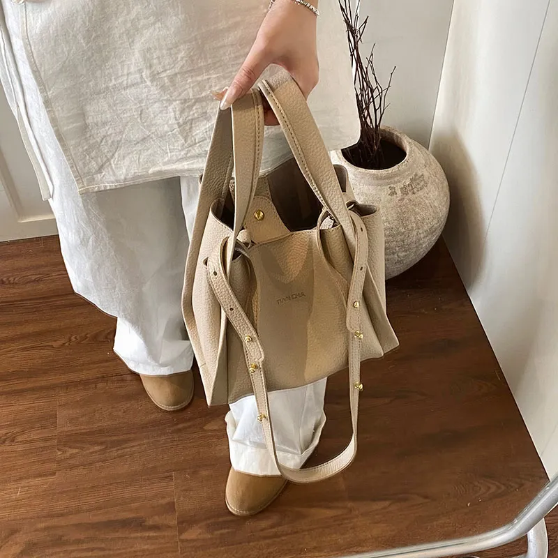 RIVMIND PU Handbag Women's Beige/Apricot/Black/Elephant Gray-2