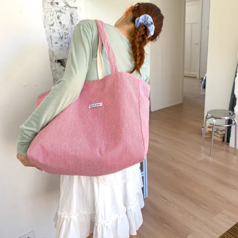 RIVMIND Canvas Tote Bag, Shoulder Bag Regular Women's Blue/Red-18