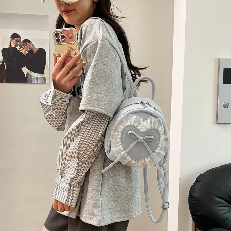 RIVMIND PU Backpack Women's Pink/Blue/Black-8