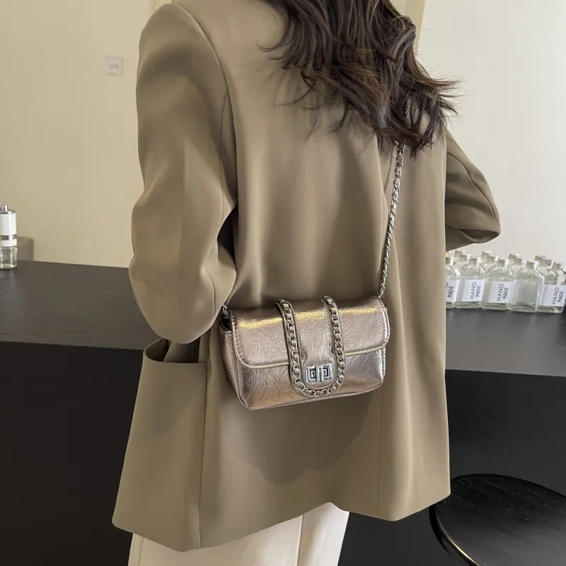 RIVMIND PU Crossbody Bag Women's Silver/Black/Gold-11