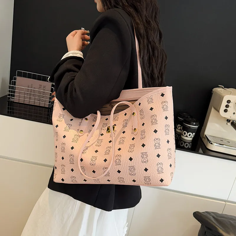 RIVMIND PU Shoulder Bag Women's Ecru/White/Pink/Coffee/Brown/Black-15