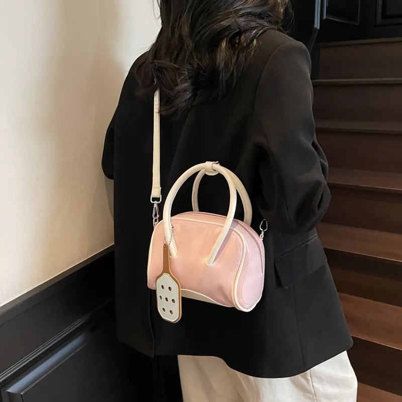 RIVMIND PU Handbag Women's White/Pink/Khaki-7