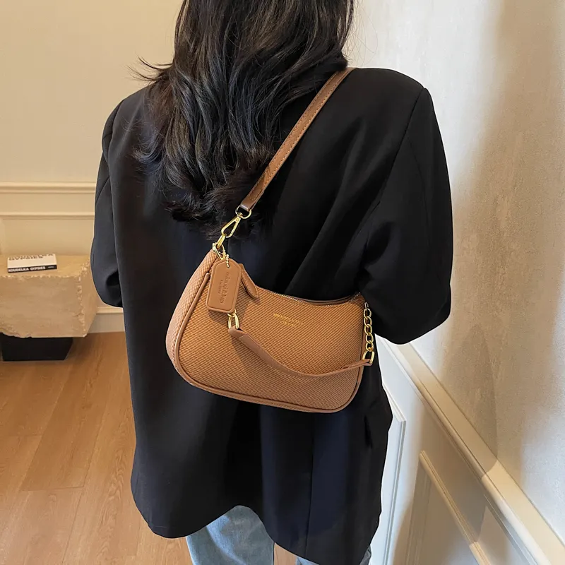 RIVMIND PU Shoulder Bag Women's Ecru/Black/Khaki/Pink-15