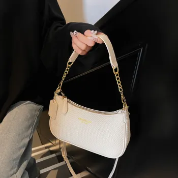 RIVMIND PU Shoulder Bag Women's Ecru/Black/Khaki/Pink