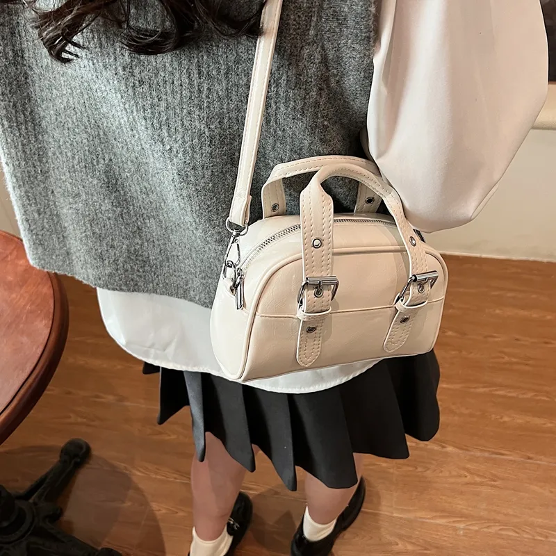 RIVMIND PU One Shoulder Handbag Women's Ecru/Pink/Light Blue/Red/Silver/Black-2