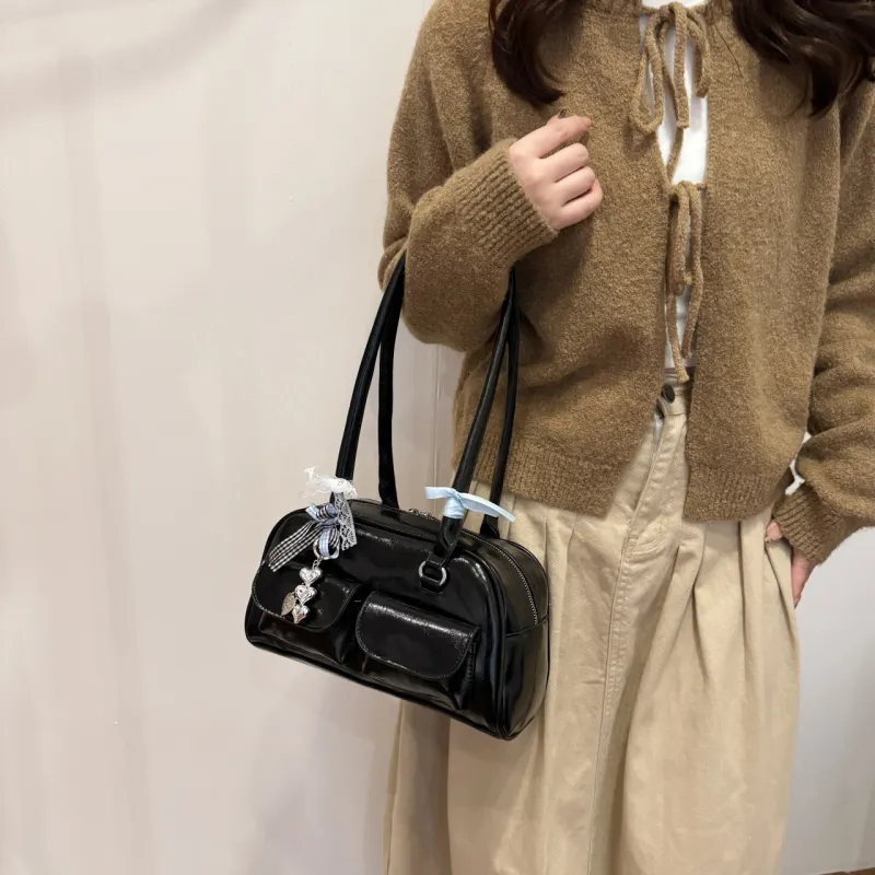 RIVMIND PU Shoulder Bag Women's Black/Coffee/Brown/Red-3