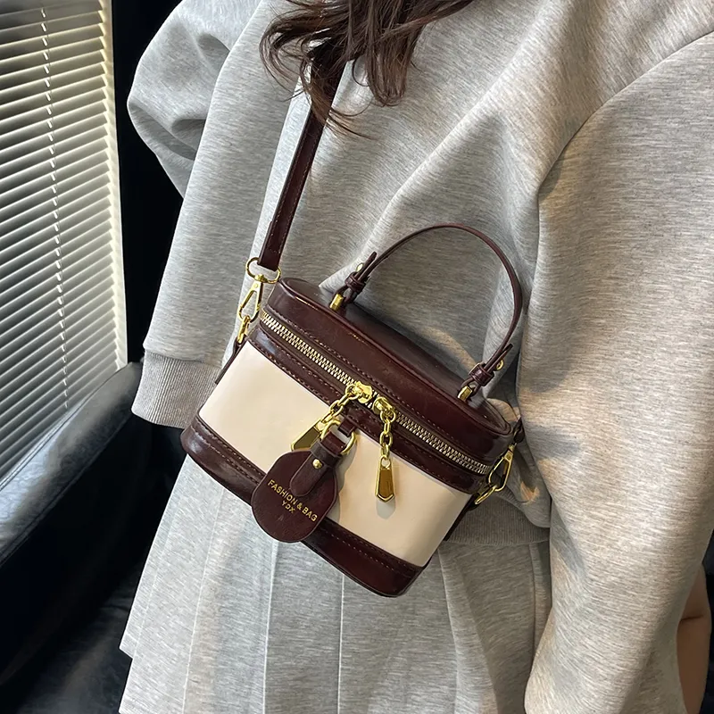 RIVMIND PU One Shoulder Handbag Women's Beige/Burgundy/Coffee/Black-4