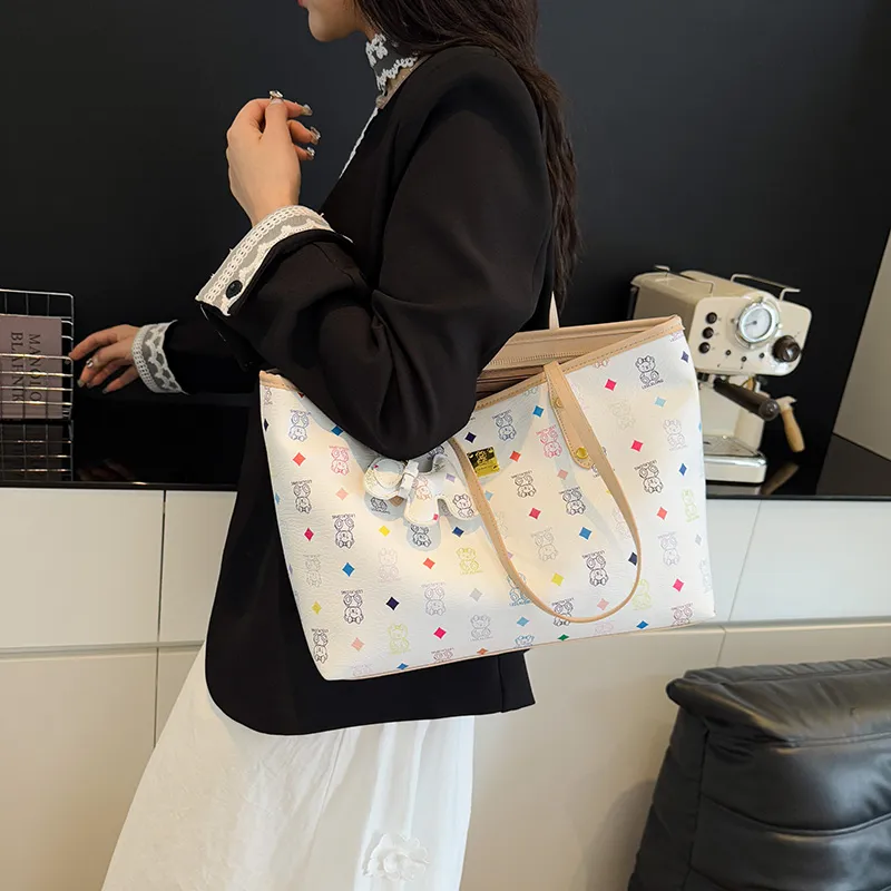 RIVMIND PU Shoulder Bag Women's Ecru/White/Pink/Coffee/Brown/Black-9