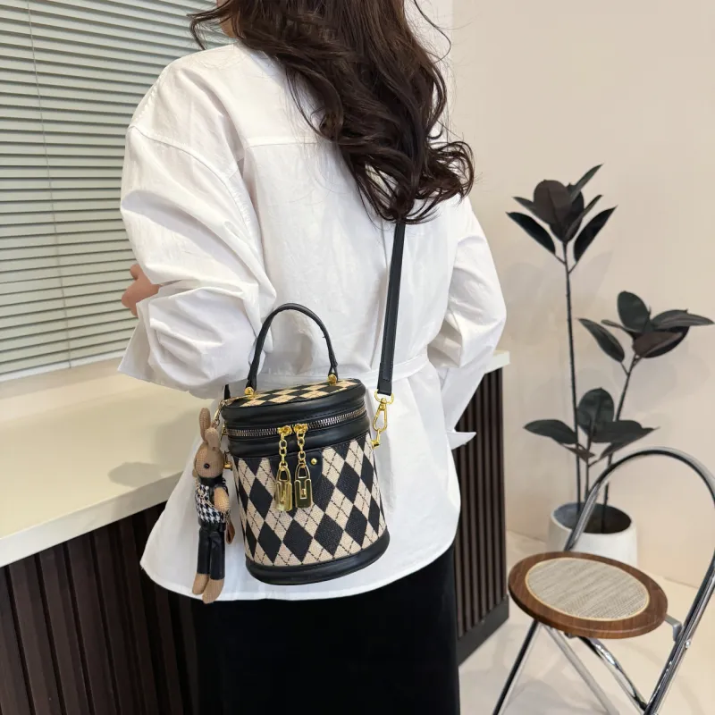 RIVMIND PU Bucket Bag Handbag Women's Black/Brown-1