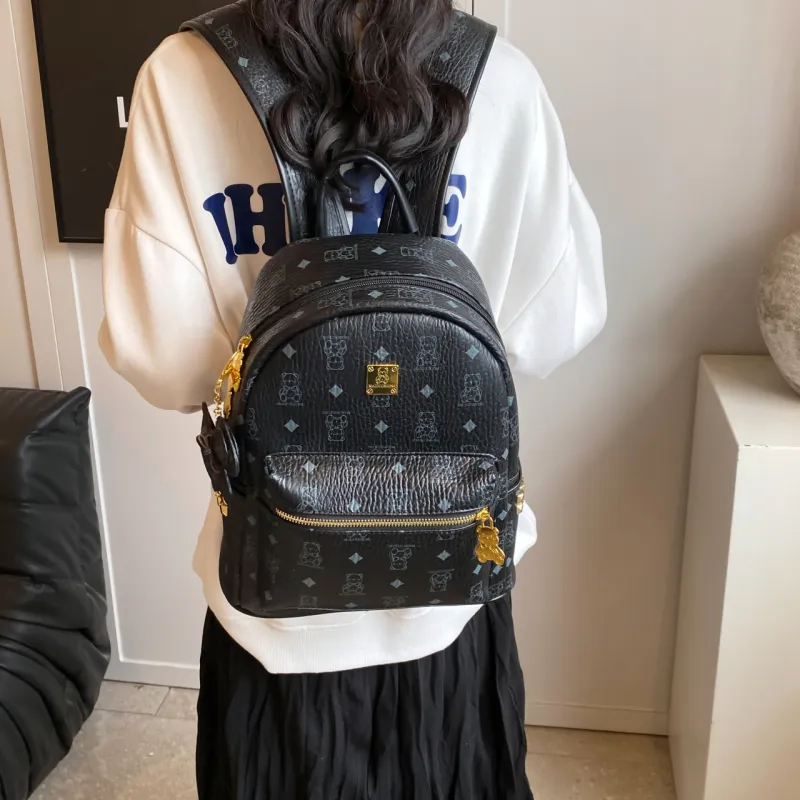 RIVMIND PU Backpack Women's Black & White/Ecru/Black/Pink/Brown-12