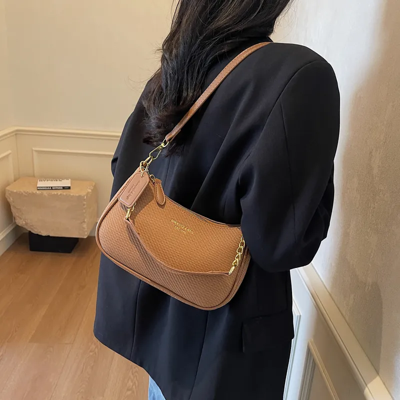 RIVMIND PU Shoulder Bag Women's Ecru/Black/Khaki/Pink-16