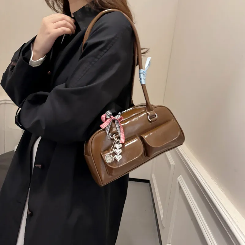 RIVMIND PU Shoulder Bag Women's Black/Coffee/Brown/Red-16
